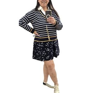 89 BELLDINI Stripe pullover collar sweater long sleeve navy blue white yellow XL